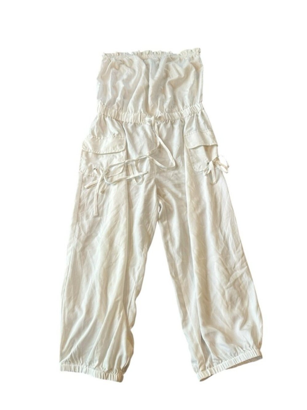 Thread Story White Strapless Jumpsuit Romper M Streetwear Indie Sleaze‎ Y2K